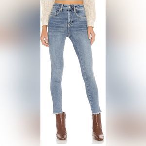 NWOT Free People high rise jeans fraid hemline, med wash, 5 pocket